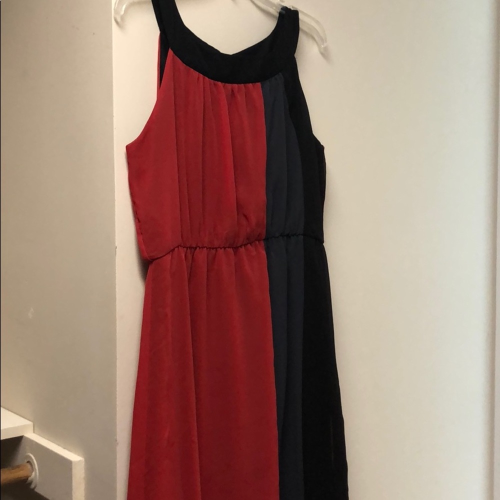 Red, gray black dress